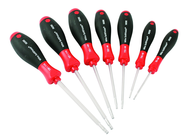 7 Piece - T9; T10; T15; T20; T25; T27; T30 - Torx Ball Ened SoftFinish® Cushion Grip Screwdriver Set - Exact Industrial Supply