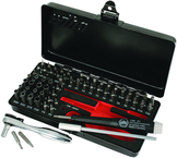 Master Tech 65 Piece Set - ESD Handle, MIni Ratchet and MicroBits In Metal Storage Box - Exact Industrial Supply
