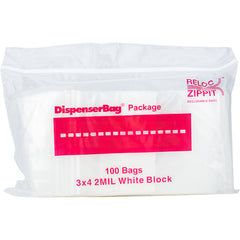3″ × 4″ 2-MIL White Block Reloc Zippit Zipper Bags, Sold per Case of 1000 (10 boxes of 100 per case)