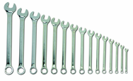 Snap-On/Williams Fractional Combination Wrench Set -- 15 Pieces; 12PT Satin Chrome; Includes Sizes: 5/16; 3/8; 7/16; 1/2; 9/16; 5/8; 11/16; 3/4; 13/16; 7/8; 15/16; 1; 1-1/16; 1-1/8; 1-1/4" - Exact Industrial Supply
