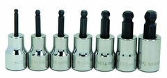 7 Piece - 1/8; 5/32; 3/16; 7/32; 1/4; 5/16; & 3/8" - 3/8" Drive - Ball Hex Socket Set - Exact Industrial Supply