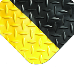 Diamond-Plate Select 19/16" x 2' x 3' Black/Yellow Work Mat - Exact Industrial Supply