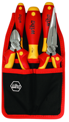 5 Piece - Insulated Belt Pack Pouch Set with 6.3" Diagonal Cutters; 8" Long Nose Pliers; Slotted 3.0; 4.5 and Phillips # 2 Screwdrivers in Belt Pack Pouch - Exact Industrial Supply