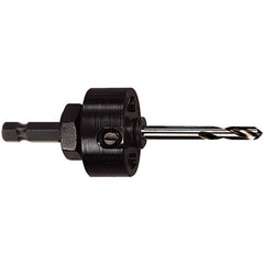 ‎XA17-38 Hole Saw Arbor Carbide Tipped- Locking Hole Saw Arbor- WITH Pilot Drill- FITS Hole Saw DIA. 1-1/2″ - 8-1/4″ (38mm-210mm)- Shank SIZE 11/32″ (8.75mm) Hex - Exact Industrial Supply