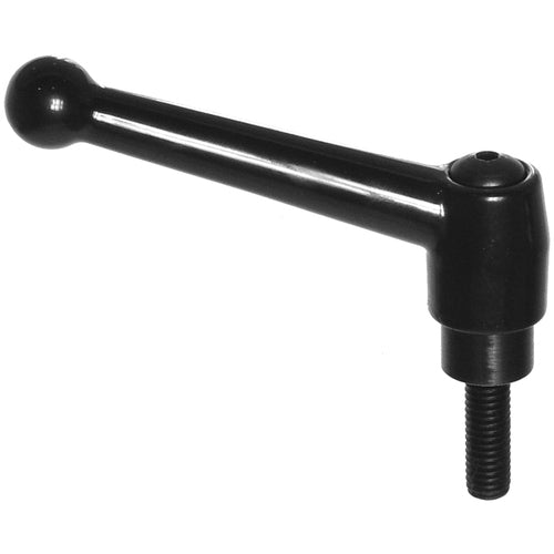 Model 70521, Clamp Lever Size 2 - Zinc Ball Style with Steel Stud Insert 3/8″–16 × 0.590″, Screw and Spring - Exact Industrial Supply