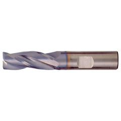 3/16″ × 3/16″ × 5/8″ × 2″ RHS / RHC Solid Carbide 3-Flute Square End High-Performance End Mill for Steel and Stainless Steel - TiAlN - Exact Industrial Supply