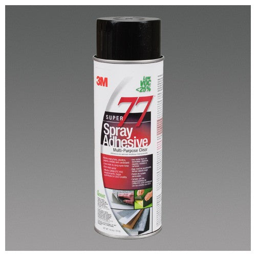 3M Super 77 CA Multipurpose Spray Adhesive Low VOC <25% Clear 24 fl oz Can (Net Wt 18.0 oz) - Exact Industrial Supply