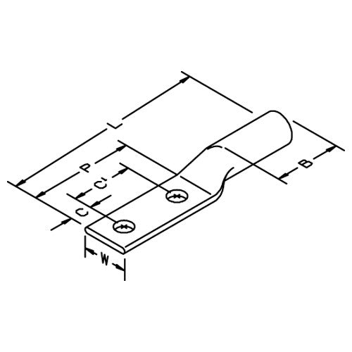 3M Scotchlok Copper Two Hole Long Barrel Lug 31156 up to 35 kV 350 kcmil Red - Exact Industrial Supply