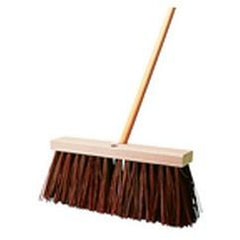 Street Broom, Hardwood Block, Palmyra Fill - Wide flared ends - Tapered handle holes - Exact Industrial Supply