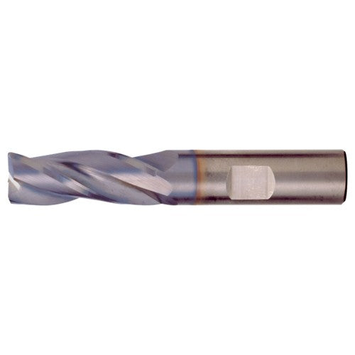 3/16″ × 3/16″ × 5/8″ × 2″ RHS / RHC Solid Carbide 3-Flute Square End High-Performance End Mill for Steel and Stainless Steel - TiAlN - Exact Industrial Supply
