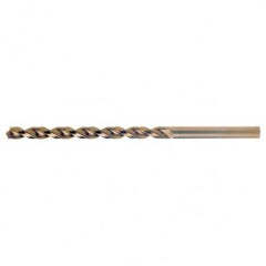 #1 RHS / RHC HSS-CO 8% (M42) 135 Degree Split Point Q-Cobalt Wide Land Parabolic Taper Length Drill - Straw / Gold Oxide - Exact Industrial Supply