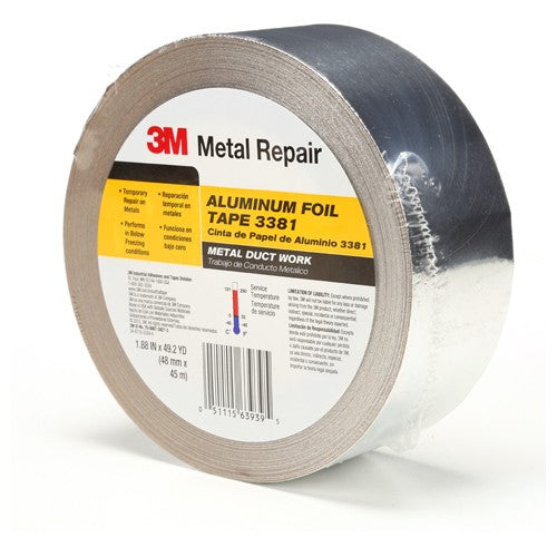 48 mm × 45 m 2.7 mil Foil Tape Silver Alt Mfg # 63939 - Exact Industrial Supply