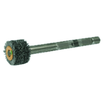3" Diameter - Crimped Filament Internal Brush Deburring Tool - 0.055/120 Grit - 3/8" ARBOR - Exact Industrial Supply