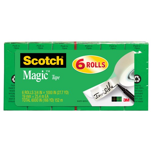 Scotch Magic Tape 810K6 6 rolls of 3/4″ × 1000″ - Exact Industrial Supply
