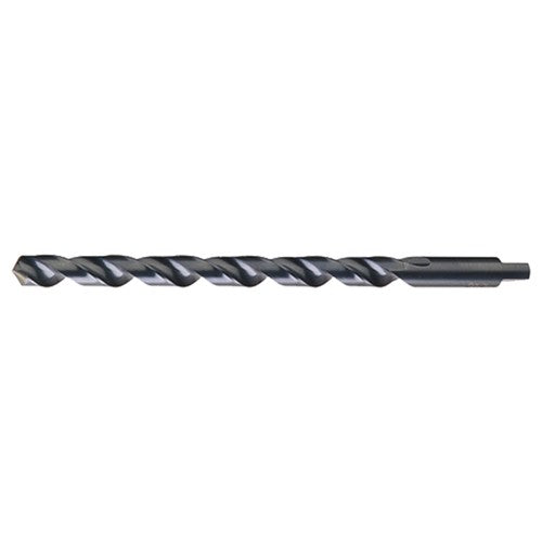 3/8 RHS / RHC HSS 118 Degree Notched Point Heavy Duty Taper Length with Automotive Tanged Shank Drill - Steam Oxide - Exact Industrial Supply