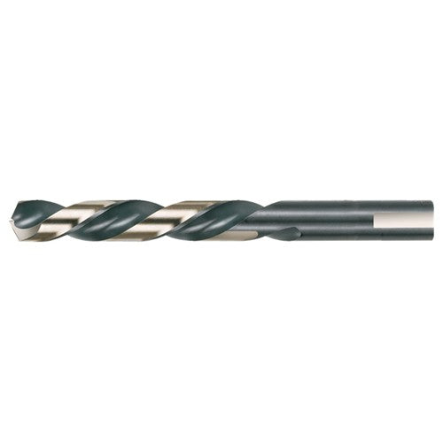 3/8 LHS / LHC HSS 135 Degree Split Point Heavy Duty Mechanics Length Drill - Black & Gold - Exact Industrial Supply