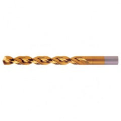 #9 RHS / RHC HSS-CO 8% (M42) 135 Degree Split Point Q-Cobalt Wide Land Parabolic Jobber Drill - TiN - Exact Industrial Supply