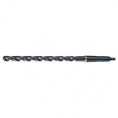 21/32 RHS / RHC HSS 118 Degree Notched Point Heavy Duty Extra Length Taper Shank Drill - Steam Oxide - Exact Industrial Supply