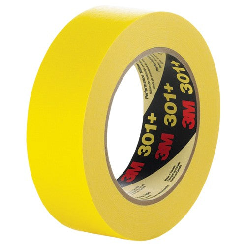 3M Performance Yellow Masking Tape 301+ 36 mm × 55 m Individually Wrapped - Exact Industrial Supply
