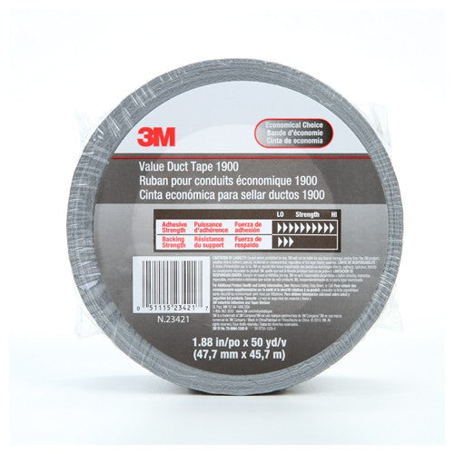 3M Value Duct Tape 1900 Silver 1.88″ × 50 yd 5.8 mil - Exact Industrial Supply