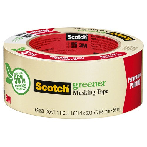 ‎Scotch Greener Masking Tape for Performance Painting 2050-72A 2.82″ × 60.1 yd (72 mm × 55 m) - Exact Industrial Supply