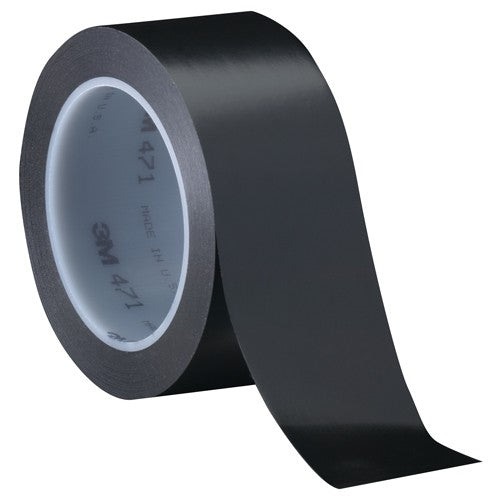 3M Vinyl Tape 471 Black 3/4″ × 36 yd 5.2 mil Individually Wrapped Conveniently Packaged - Exact Industrial Supply