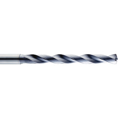 23/64″ Dia. × 10 mm Shank × 61 mm Flute Length × 103 mm OAL, 5xD, 145°, TA, 2 Flute, Coolant Thru, Round Solid Carbide Drill - Exact Industrial Supply