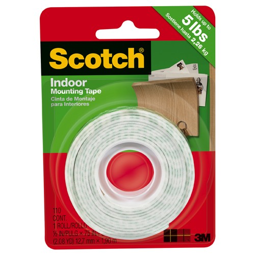 Scotch-Mount Indoor Double-Sided Mounting Tape 110H 1/2″ × 80″ - Exact Industrial Supply