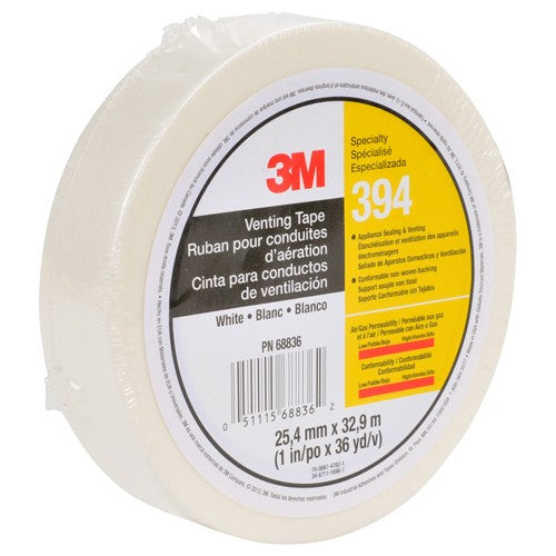 3M Vent Tape 394 White 1″ × 36 yd 4 mil Individually Wrapped Conveniently Packaged - Exact Industrial Supply