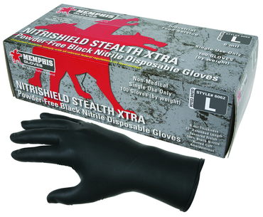 NitriSheild Stealth- 6 Mil Black Nitrile, PF Disposable Gloves - Size S - Exact Industrial Supply