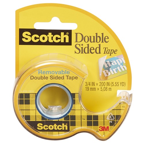 Scotch Removable Double Sided Tape 238 3/4″ × 200″ (19 mm × 5.08 m) - Exact Industrial Supply
