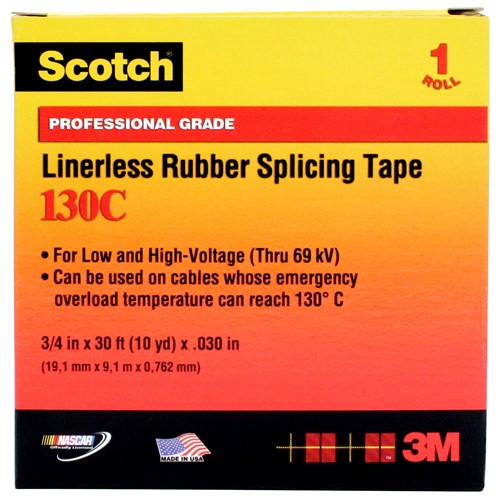 Scotch Linerless Rubber Splicing Tape 130C 1″ × 10 ft Black - Exact Industrial Supply