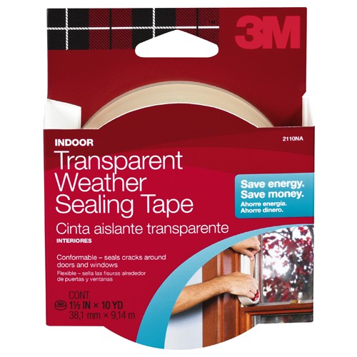 3M Indoor Transparent Weather Sealing Tape 1.5″ × 30 ft 2110NA - Exact Industrial Supply