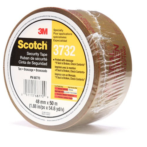 Scotch Printed Message Box Sealing Tape 3732 Tan 48 mm × 50 m - Exact Industrial Supply