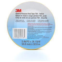 3M General Purpose Vinyl Tape 764 Yellow 2″ × 36 yd 5 mil Individually Wrapped Conveniently Packaged - Exact Industrial Supply