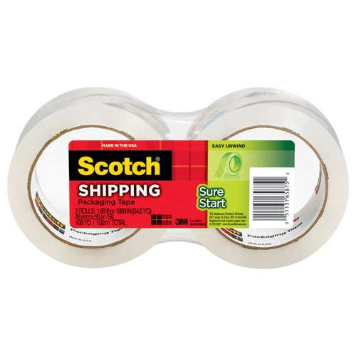 ‎Scotch Sure Start Shipping Packaging Tape 3450-2 1.88″ × 54.6 yd (48 mm × 50 m) - Exact Industrial Supply
