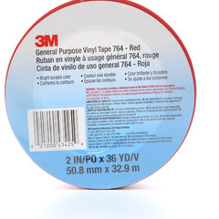 3M General Purpose Vinyl Tape 764 Red 2″ × 36 yd 5 mil Individually Wrapped Conveniently Packaged - Exact Industrial Supply