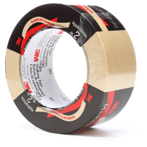3M General Purpose Masking Tape 203 Beige 48 mm × 55 m 4.7 mil Individually Wrapped Conveniently Packaged - Exact Industrial Supply