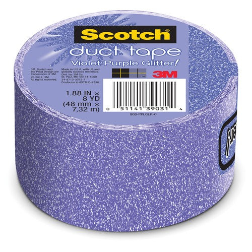 1.88 in × 10 yd (48 mm × 9.14 m) Scotch(R) Duct Tape Violet Purple Glitter Alt Mfg # 39031 - Exact Industrial Supply