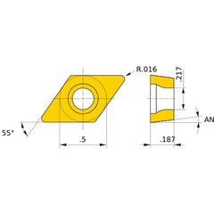 DCMT 431 MK MC5015, 0.4 mm Corner Radius, 4.76 mm Thick, 12.7 mm Inscribed Circle, Turning Indexable Insert