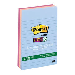 ‎Post-it Super Sticky Recycled Notes 660-3SSNRP 4″ × 6″ (101 mm × 152 mm) Bali Collection Lined