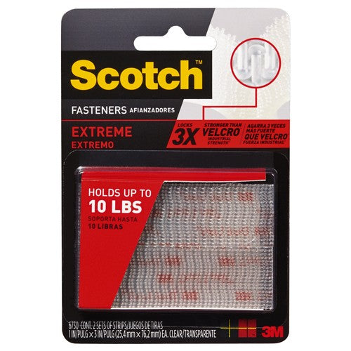 Scotch Extreme Fasteners RF6730 1″ × 3″ (25 4 mm × 76 2 mm) 2 Sets of Strips Clear - Exact Industrial Supply
