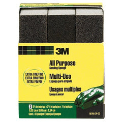 ‎3M General Purpose Sanding Sponge 907NA-3P-CC 3 3/4″ × 2 5/8″ × 1″ Dual Grit Extra Fine/Fine - Exact Industrial Supply