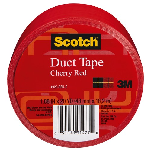 Scotch Duct Tape 920-RED-C 1.88″ × 20 yd (48 mm × 18 2 m) Red - Exact Industrial Supply