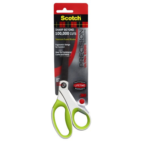 Scotch Precision Ultra Edge 8″ Bent Scissor 1458TBG Green - Exact Industrial Supply